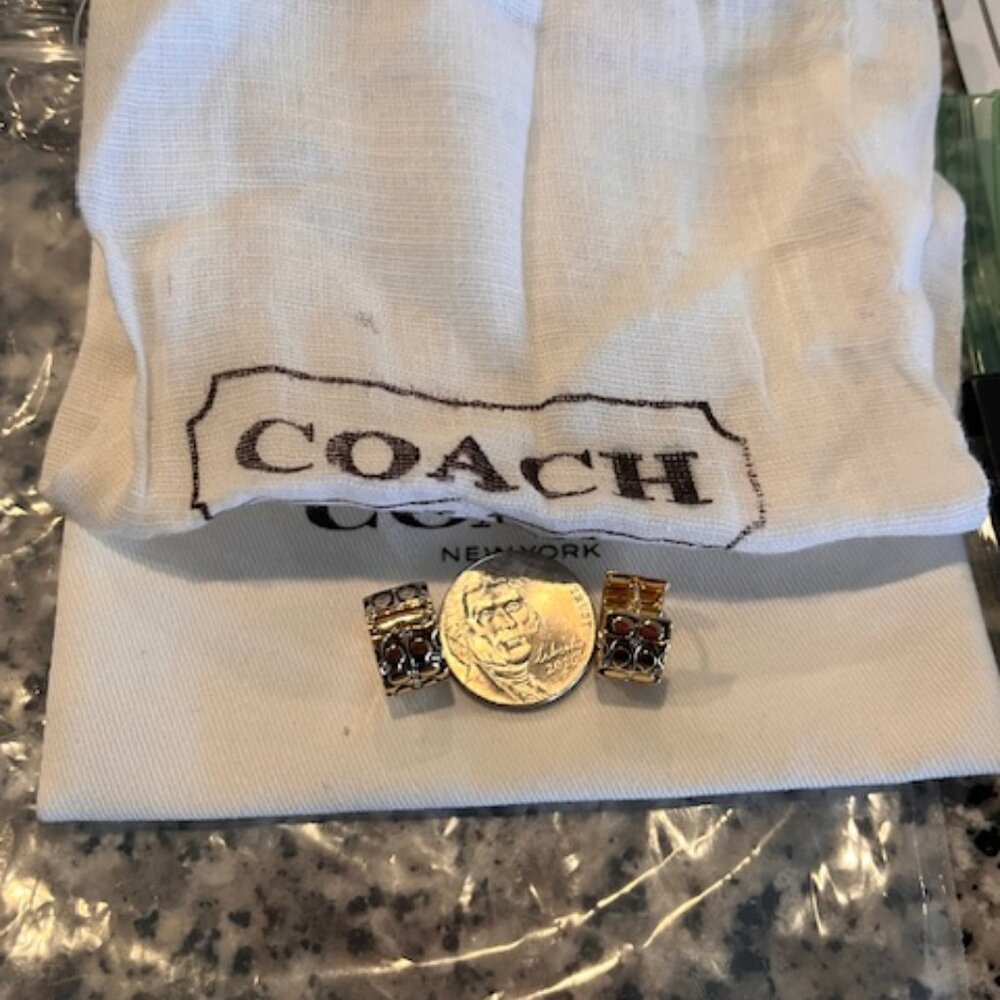 COACH Quilted C Huggie Earrings